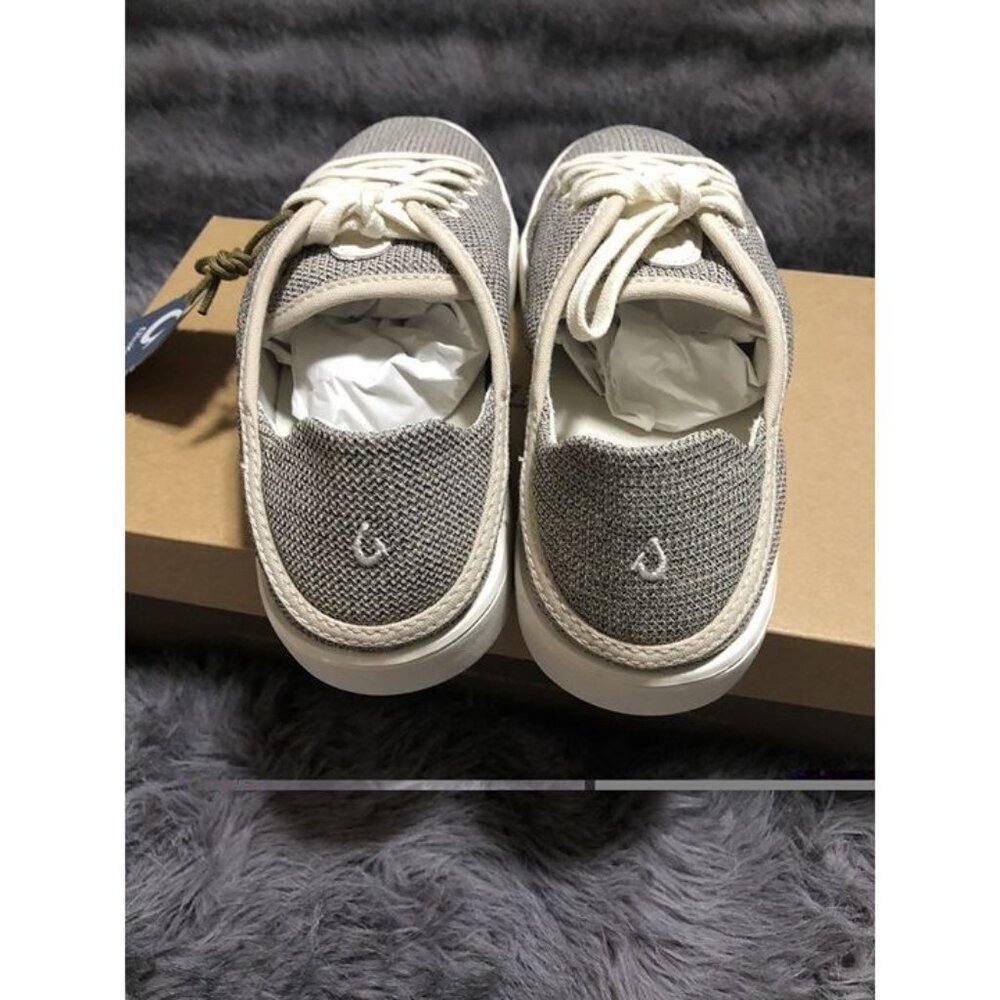 Olukai Womens Pehuea Li Lace up Canvas Sneakers Shoes, Size 9.5, Tapa/White Sand - Picture 4 of 8
